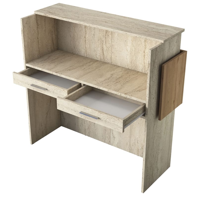 Sarnor Receptionbord 110x110x40 cm - Travertin och valnöt - Möbler - Bord & matgrupper - Avlastningsbord - Hallbord