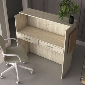 Sarnor Receptionbord 110x110x40 cm - Travertin och valnöt - Möbler - Bord & matgrupper - Avlastningsbord - Hallbord