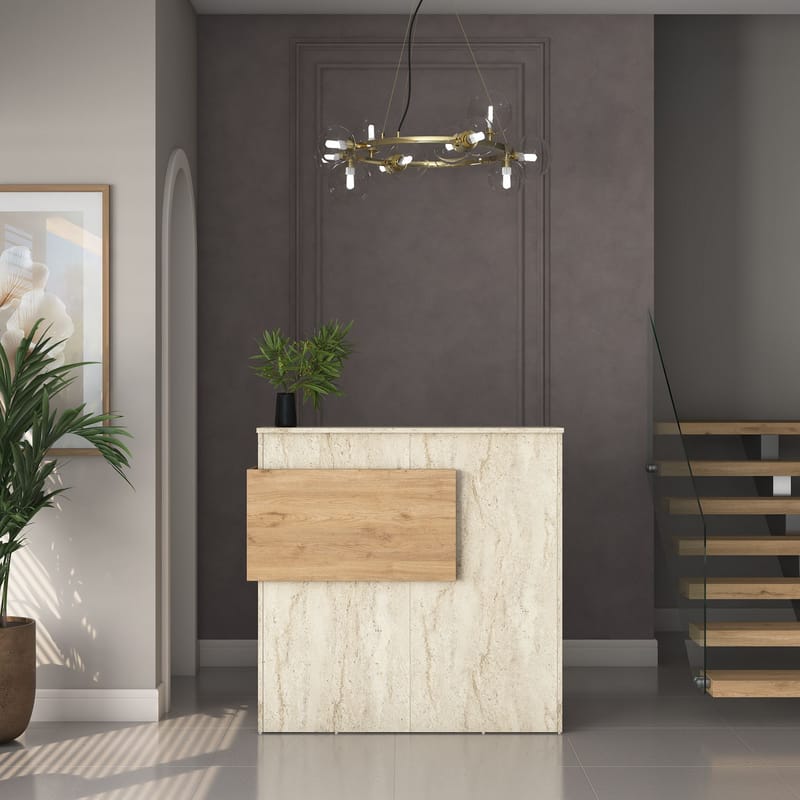 Sarnor Receptionbord 110x110x40 cm - Travertin och valnöt - Möbler - Bord & matgrupper - Avlastningsbord - Hallbord
