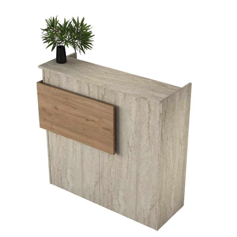 Sarnor Receptionbord 110x110x40 cm - Travertin och valnöt - Möbler - Bord & matgrupper - Avlastningsbord - Hallbord