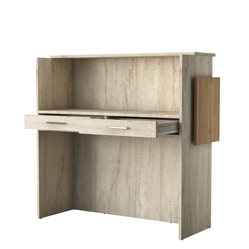 Sarnor Receptionbord 110x110x40 cm - Travertin och valnöt - Möbler - Bord & matgrupper - Avlastningsbord - Hallbord