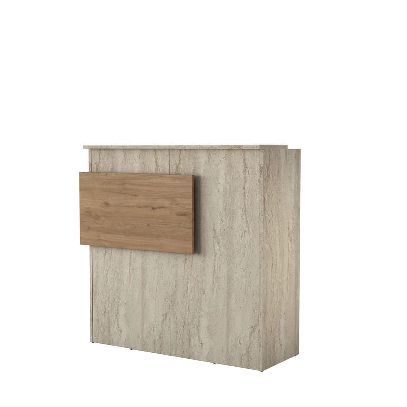 Sarnor Receptionbord 110x110x40 cm - Travertin och valnöt - Möbler - Bord & matgrupper - Avlastningsbord - Hallbord