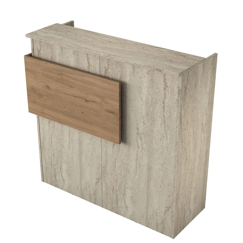 Sarnor Receptionbord 110x110x40 cm - Travertin och valnöt - Möbler - Bord & matgrupper - Avlastningsbord - Hallbord