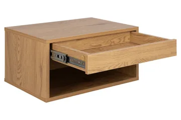 Satoru Vägghängt Sängbord 35 cm med Låda i Trä med Ekutseende - Brun - Möbler - Bord & matgrupper - Avlastningsbord - Sängbord & nattduksbord
