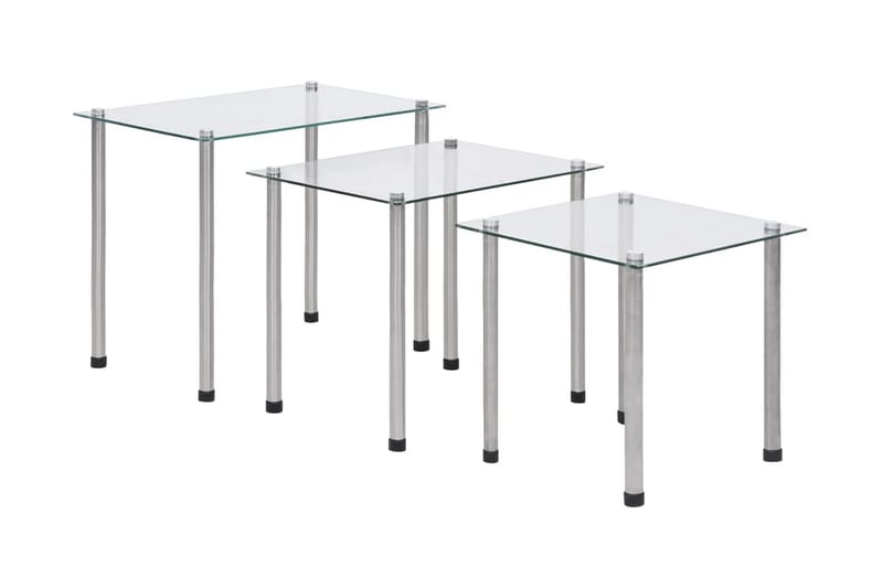 Satsbord 3 st genomskinlig härdat glas - Transparent - Lampbord - Brickbord & småbord