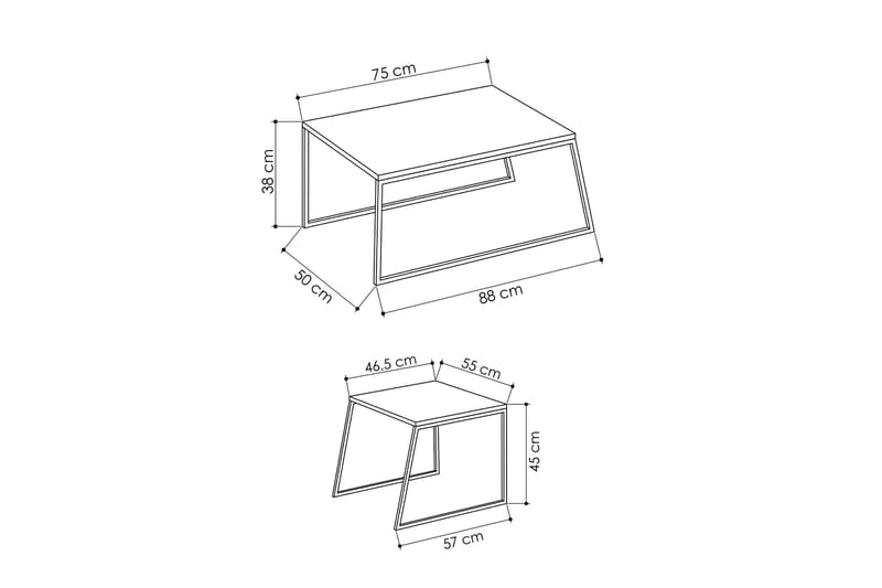 Bodsjö Satsbord 88 cm 2 Bord - Grå/Svart - Möbler - Bord & matgrupper - Avlastningsbord - Satsbord