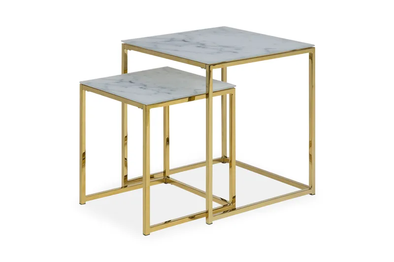 Epiffer Satsbord 45 cm Marmormönster 2 Bord - Grå/Mässing - Möbler - Bord & matgrupper - Avlastningsbord - Satsbord