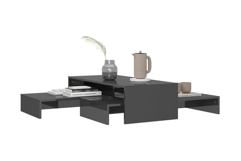 Satsbord grå högglans 100x100x26,5 cm - Grå - Soffbord - Satsbord