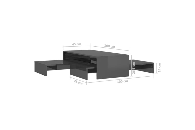 Satsbord grå högglans 100x100x26,5 cm - Grå - M�öbler - Bord & matgrupper - Avlastningsbord - Satsbord