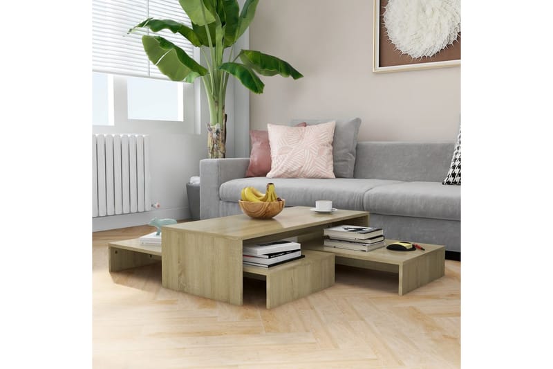Satsbord sonoma-ek 100x100x26,5 cm spånskiva - Brun - Möbler - Bord & matgrupper - Avlastningsbord - Satsbord