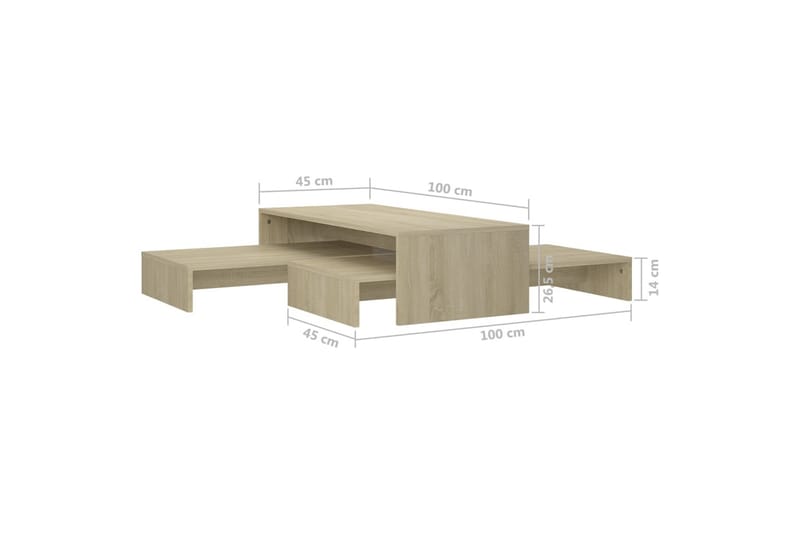 Satsbord sonoma-ek 100x100x26,5 cm spånskiva - Brun - Möbler - Bord & matgrupper - Avlastningsbord - Satsbord