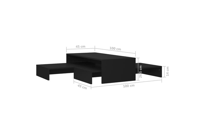 Satsbord svart 100x100x26,5 cm spånskiva - Svart - Soffbord - Satsbord