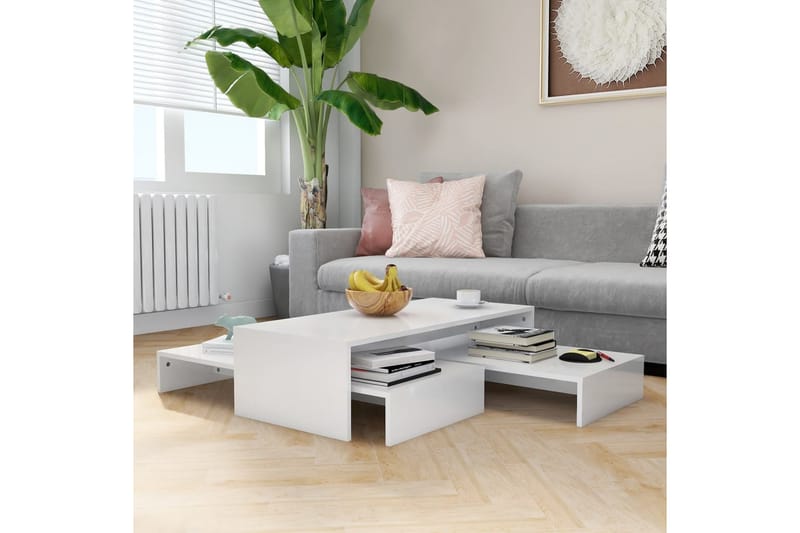 Satsbord vit högglans 100x100x26,5 cm - Vit - Möbler - Bord & matgrupper - Avlastningsbord - Satsbord