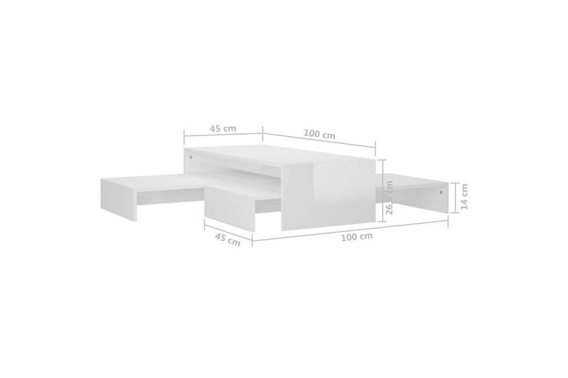 Satsbord vit högglans 100x100x26,5 cm - Vit - Möbler - Bord & matgrupper - Avlastningsbord - Satsbord