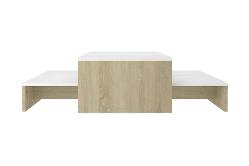 Satsbord vit och sonoma-ek 100x100x26,5 cm spånskiva - Vit - Möbler - Bord & matgrupper - Avlastningsbord - Satsbord