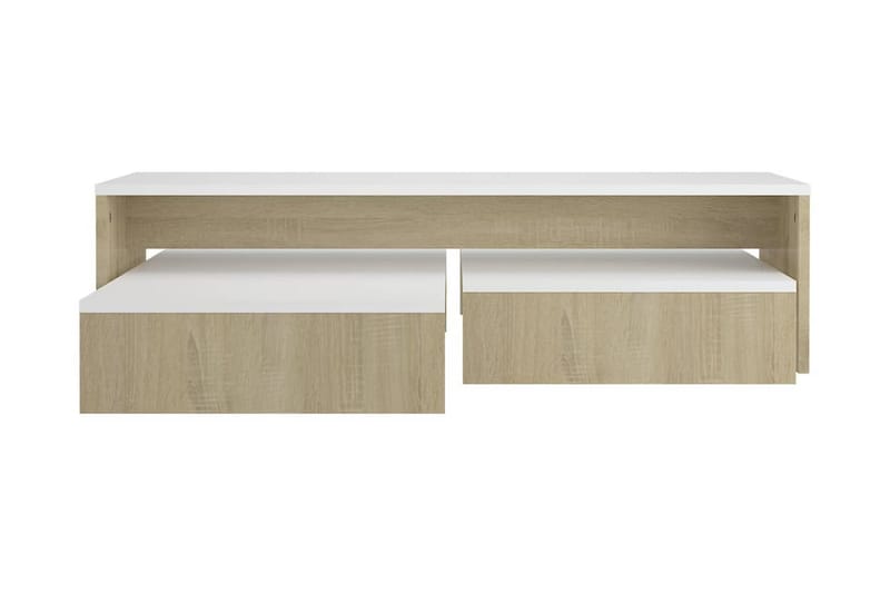 Satsbord vit och sonoma-ek 100x100x26,5 cm spånskiva - Vit - Möbler - Bord & matgrupper - Avlastningsbord - Satsbord