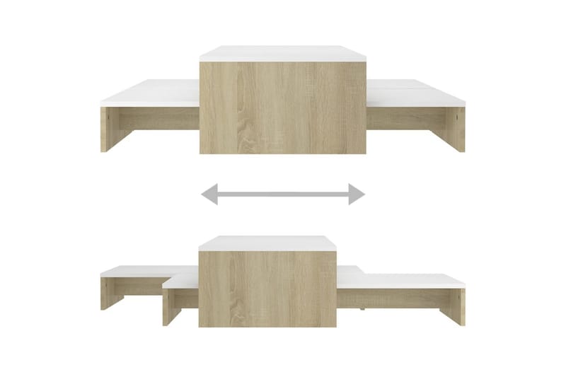 Satsbord vit och sonoma-ek 100x100x26,5 cm spånskiva - Vit - Möbler - Bord & matgrupper - Avlastningsbord - Satsbord