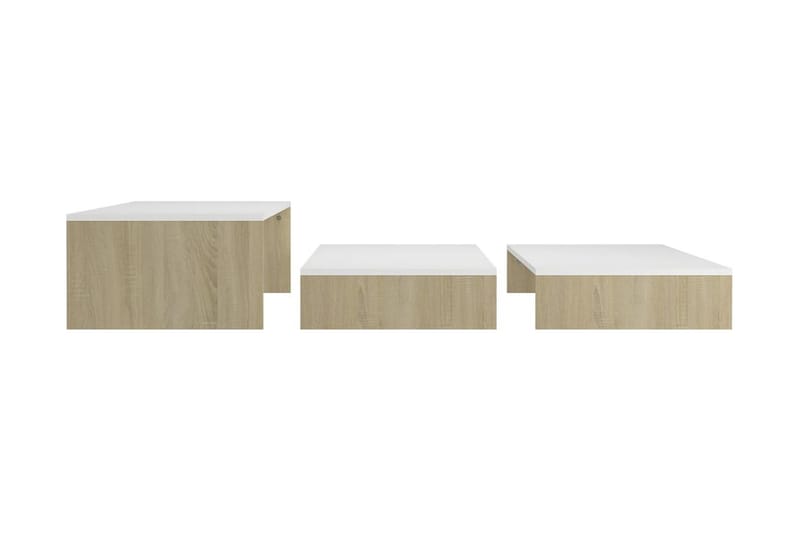 Satsbord vit och sonoma-ek 100x100x26,5 cm spånskiva - Vit - Möbler - Bord & matgrupper - Avlastningsbord - Satsbord
