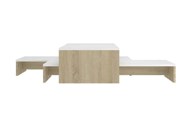 Satsbord vit och sonoma-ek 100x100x26,5 cm spånskiva - Vit - Möbler - Bord & matgrupper - Avlastningsbord - Satsbord