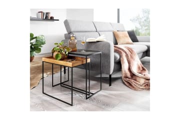 Satsbord Wohnling Set med 2 i massivt trä brickstil stenoptik industriell - Möbler - Bord & matgrupper - Avlastningsbord - Satsbord
