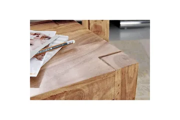 Satsbord Wohnling Set med 3 massivt trä, 4-benta bord, lantlig stil Akacia - Akacia - Möbler - Bord & matgrupper - Avlastningsbord - Satsbord