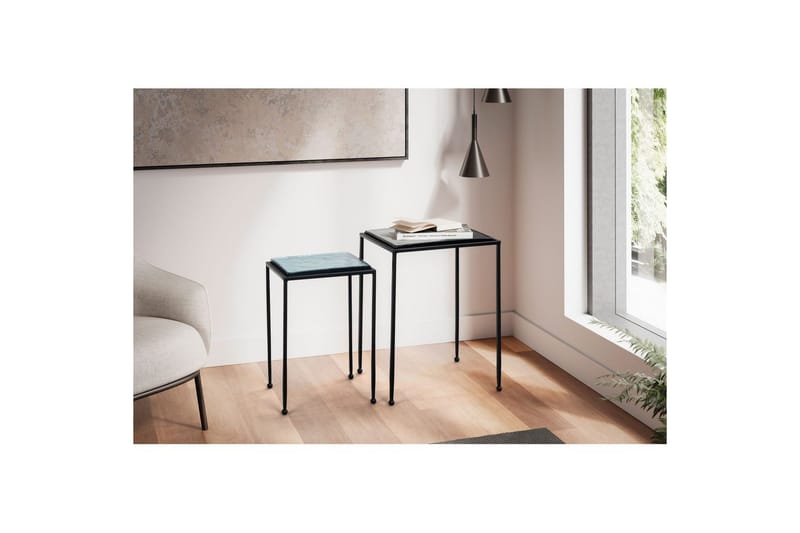Satsbord Wohnling Set om 2 fyrkantigt glas tunna metallben modern - Möbler - Bord & matgrupper - Avlastningsbord - Satsbord