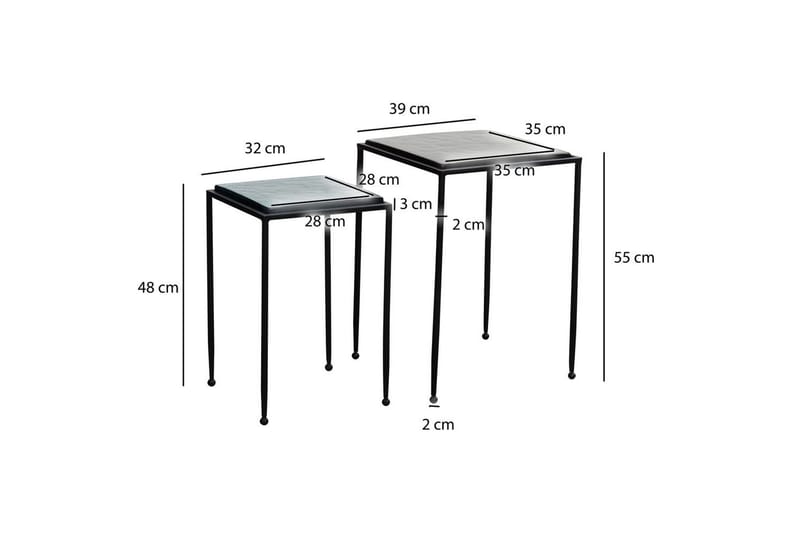 Satsbord Wohnling Set om 2 fyrkantigt glas tunna metallben modern - Möbler - Bord & matgrupper - Avlastningsbord - Satsbord