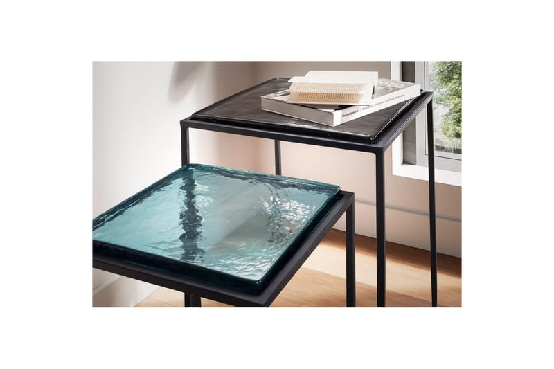 Satsbord Wohnling Set om 2 fyrkantigt glas tunna metallben modern - Möbler - Bord & matgrupper - Avlastningsbord - Satsbord