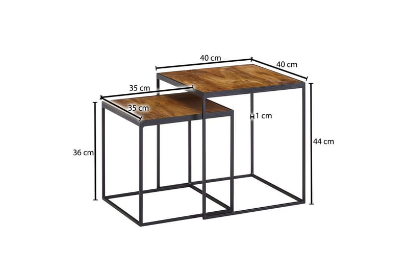 Satsbord Wohnling Set om 2 massivt trä med metallben modern - Möbler - Bord & matgrupper - Avlastningsbord - Satsbord