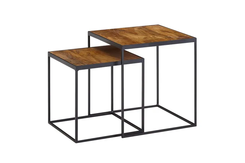 Satsbord Wohnling Set om 2 massivt trä med metallben modern, undefined