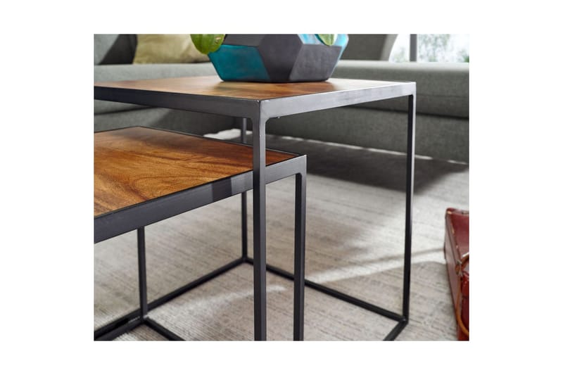 Satsbord Wohnling Set om 2 massivt trä med metallben modern - Möbler - Bord & matgrupper - Avlastningsbord - Satsbord