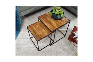 Satsbord Wohnling Set om 2 massivt trä med metallben modern - Möbler - Bord & matgrupper - Avlastningsbord - Satsbord