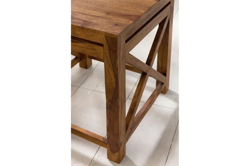 Satsbord Wohnling Set om 2 massivt trä med X-ram lantstil - Möbler - Bord & matgrupper - Avlastningsbord - Satsbord