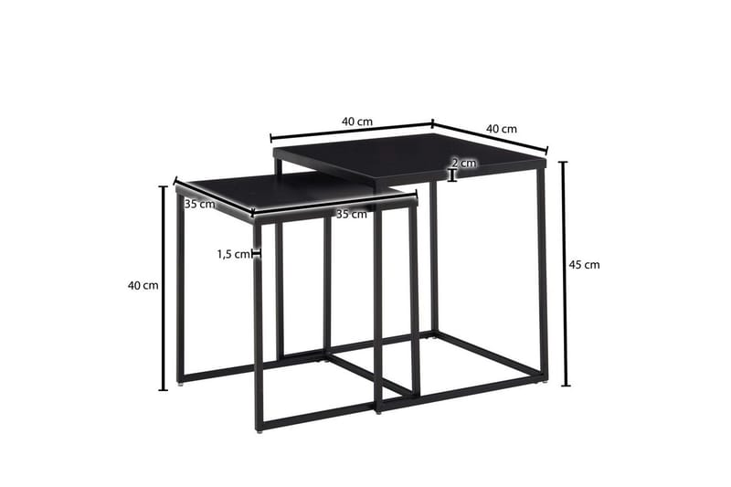 Satsbord Wohnling Set om 2 metall pulverlackerad med metallben modern - Möbler - Bord & matgrupper - Avlastningsbord - Satsbord