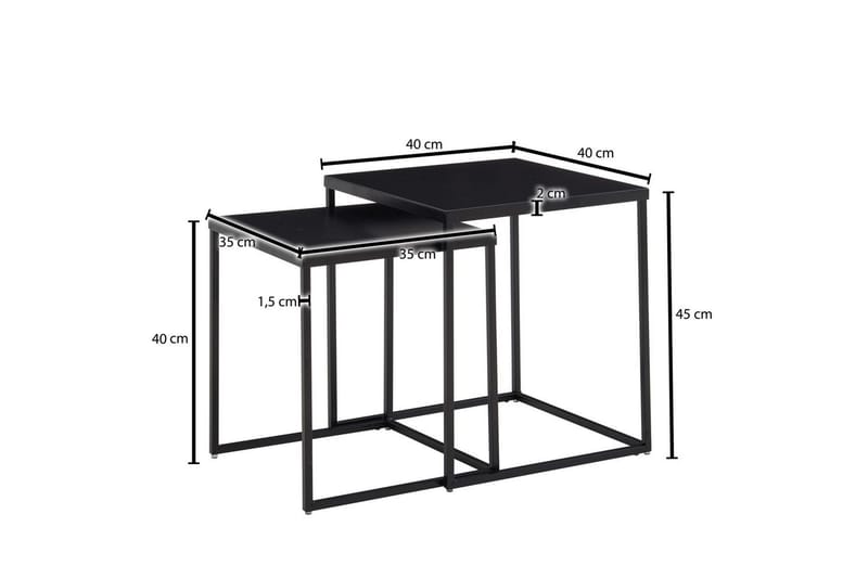 Satsbord Wohnling Set om 2 metall pulverlackerad med metallben modern - Möbler - Bord & matgrupper - Avlastningsbord - Satsbord