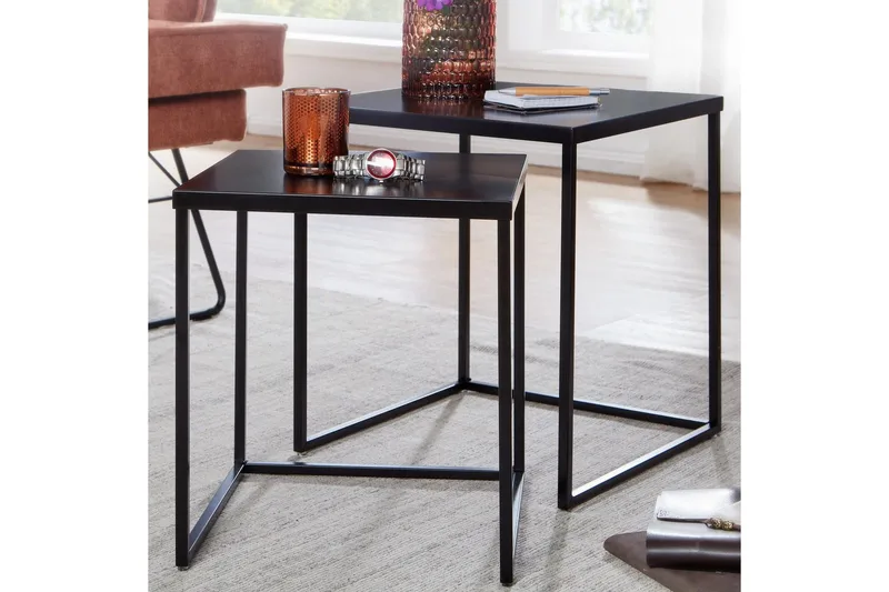 Satsbord Wohnling Set om 2 metall pulverlackerad med metallben modern - Möbler - Bord & matgrupper - Avlastningsbord - Satsbord