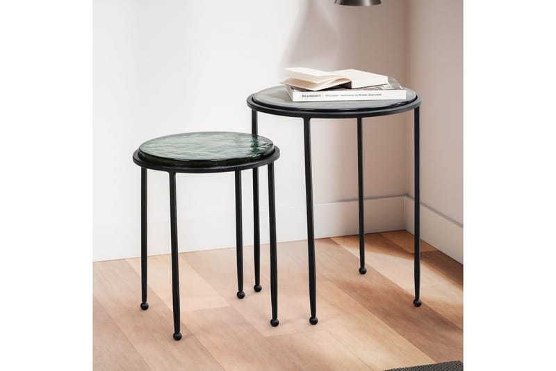 Satsbord Wohnling Set om 2 rund glas tunna metallben modern - Möbler - Bord & matgrupper - Avlastningsbord - Lampbord