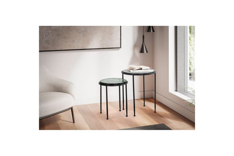 Satsbord Wohnling Set om 2 rund glas tunna metallben modern - Möbler - Bord & matgrupper - Avlastningsbord - Lampbord