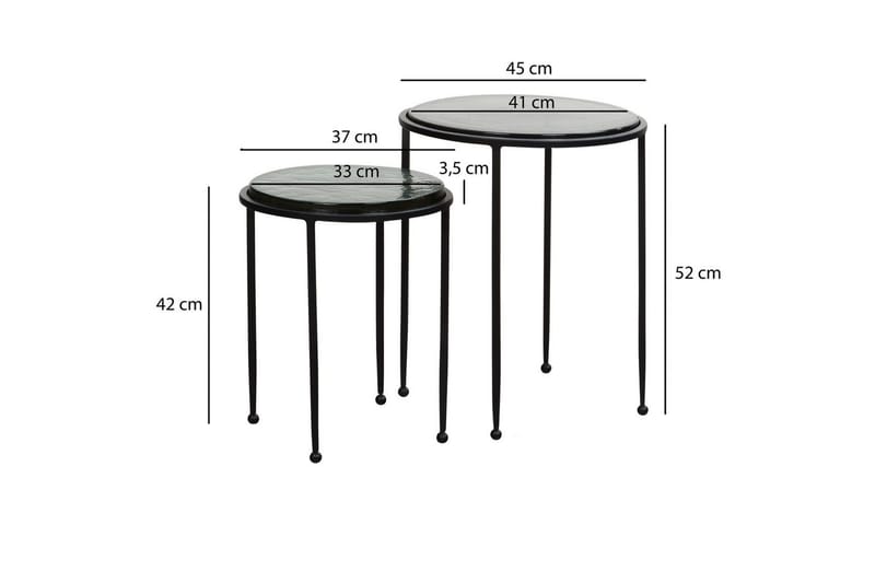 Satsbord Wohnling Set om 2 rund glas tunna metallben modern - Möbler - Bord & matgrupper - Avlastningsbord - Lampbord