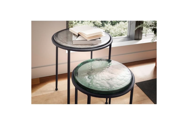 Satsbord Wohnling Set om 2 rund glas tunna metallben modern - Möbler - Bord & matgrupper - Avlastningsbord - Lampbord