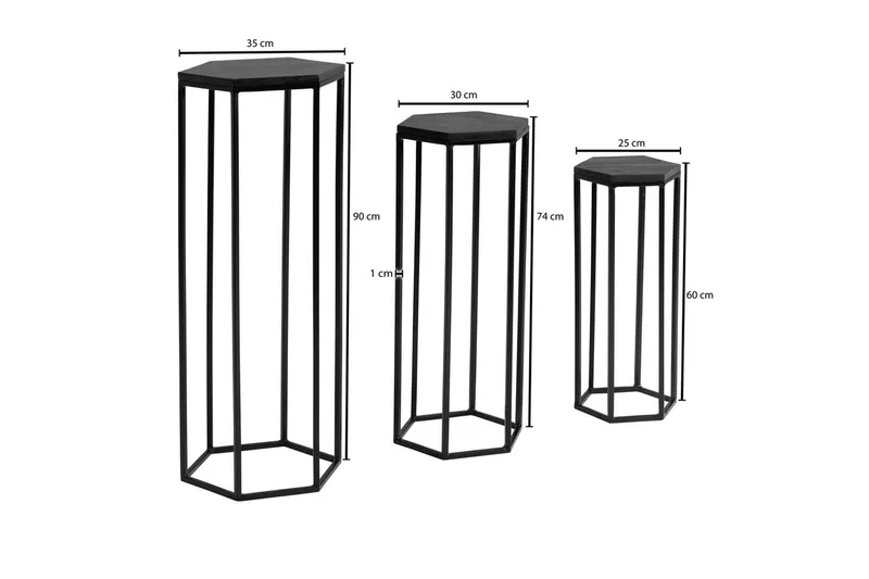 Satsbord Wohnling Set om 3 massiva träblombord Industriell - Möbler - Bord & matgrupper - Avlastningsbord - Blombord