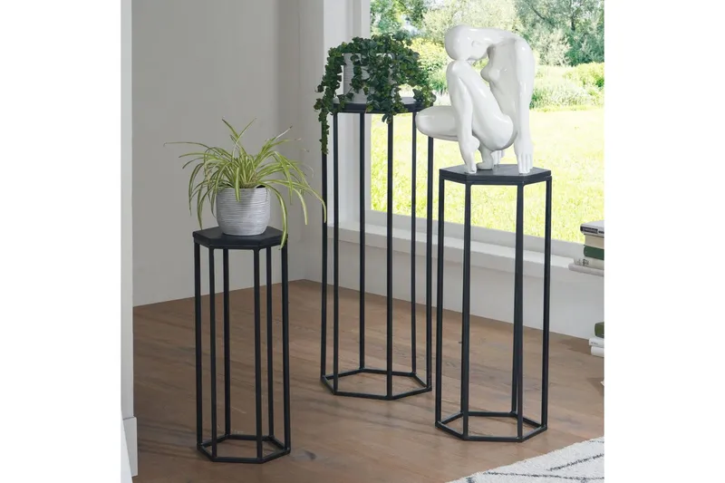 Satsbord Wohnling Set om 3 massiva träblombord Industriell - Möbler - Bord & matgrupper - Avlastningsbord - Blombord