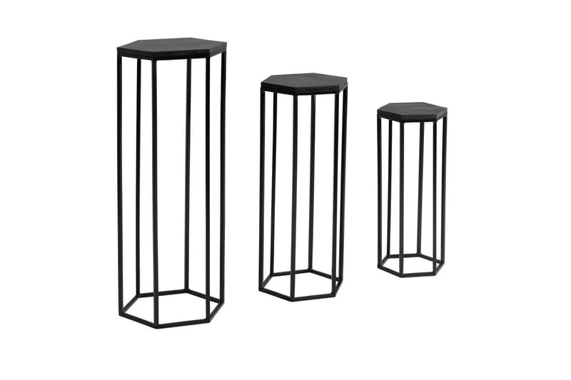 Satsbord Wohnling Set om 3 massiva träblombord Industriell, undefined