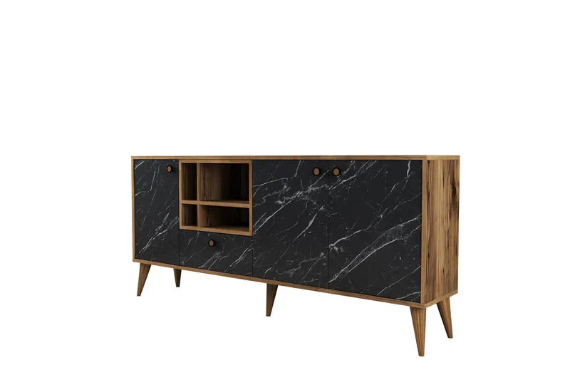 Scone Konsollbord 180 cm, Svart/Valnöt