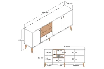 Scone Konsollbord 180 cm - Svart/Valnöt - Möbler - Bord & matgrupper - Avlastningsbord - Hallbord