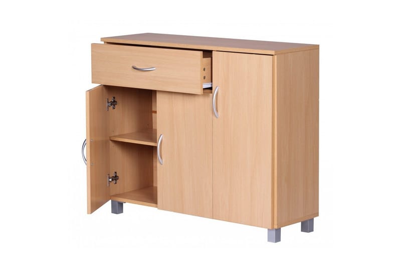 Sideboard Wohnling folierad spånskiva 90x75 cm, 3 dörrar 1 låda, modern stil Bok - Bok - Möbler - Bord & matgrupper - Avlastningsbord - Hallbord