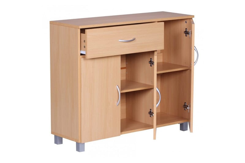 Sideboard Wohnling folierad spånskiva 90x75 cm, 3 dörrar 1 låda, modern stil Bok - Bok - Möbler - Bord & matgrupper - Avlastningsbord - Hallbord