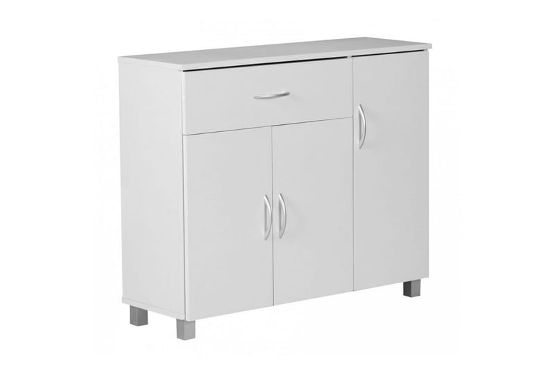 Sideboard Wohnling folierad spånskiva 90x75 cm, 3 dörrar 1 l�åda, modern stil Vit - Vit - Möbler - Bord & matgrupper - Avlastningsbord - Hallbord