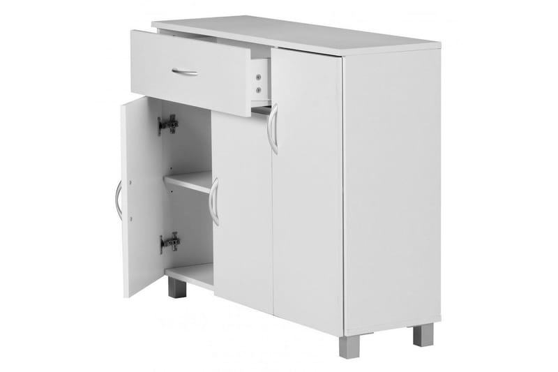Sideboard Wohnling folierad spånskiva 90x75 cm, 3 dörrar 1 låda, modern stil Vit - Vit - Möbler - Bord & matgrupper - Avlastningsbord - Hallbord