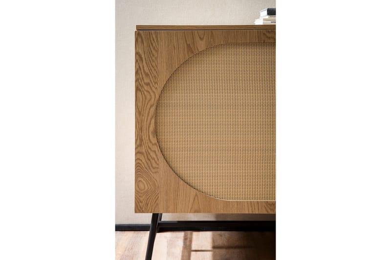 Sideboard Wohnling Folierad spånskiva ekoptik halvcirkel rottingväv look 2 dörrar 3 lådor modern - Möbler - Bord & matgrupper - Avlastningsbord - Hallbord